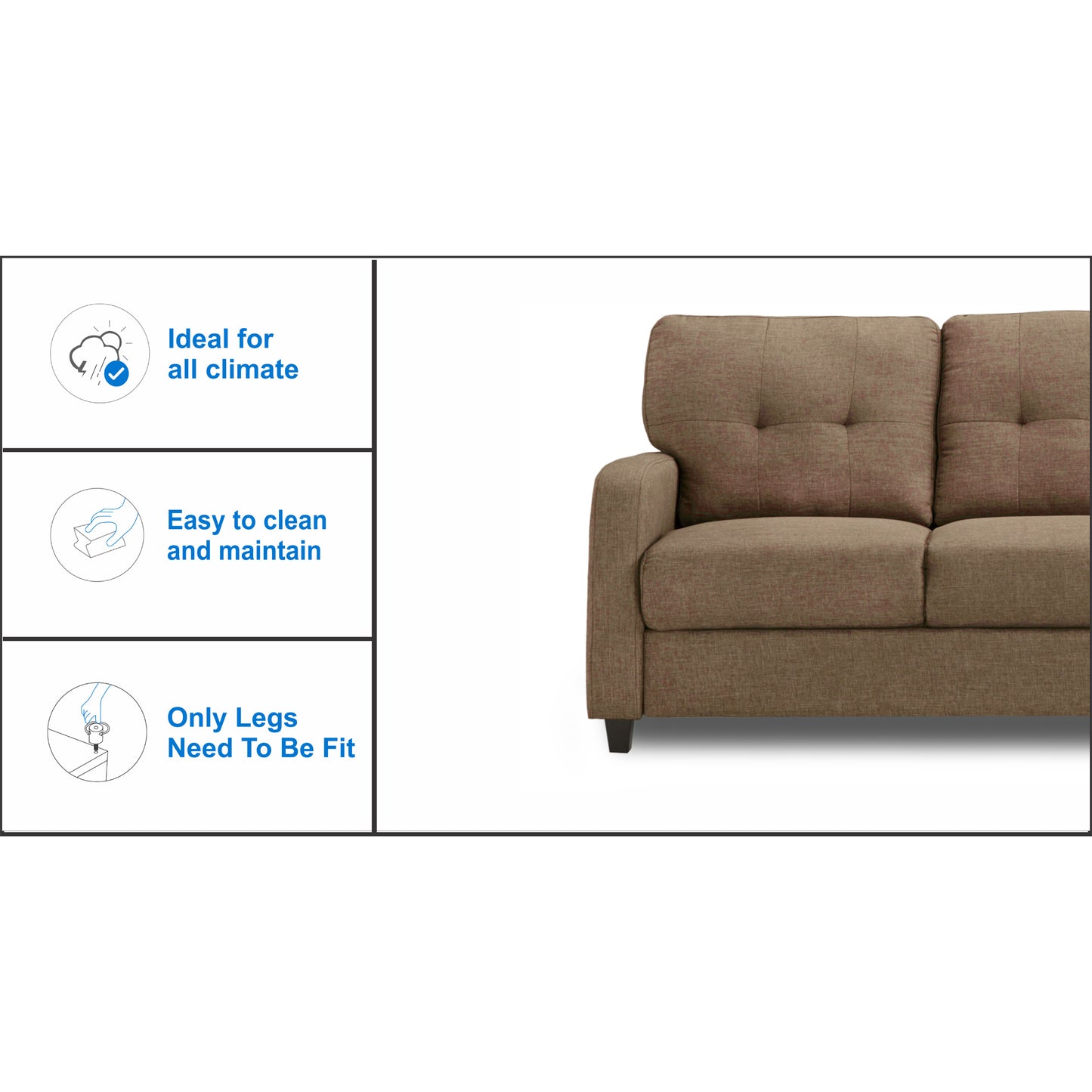 Adorn India Astor 3+1+1 5 Seater Sofa Set (Camel) (3 Year Warranty)
