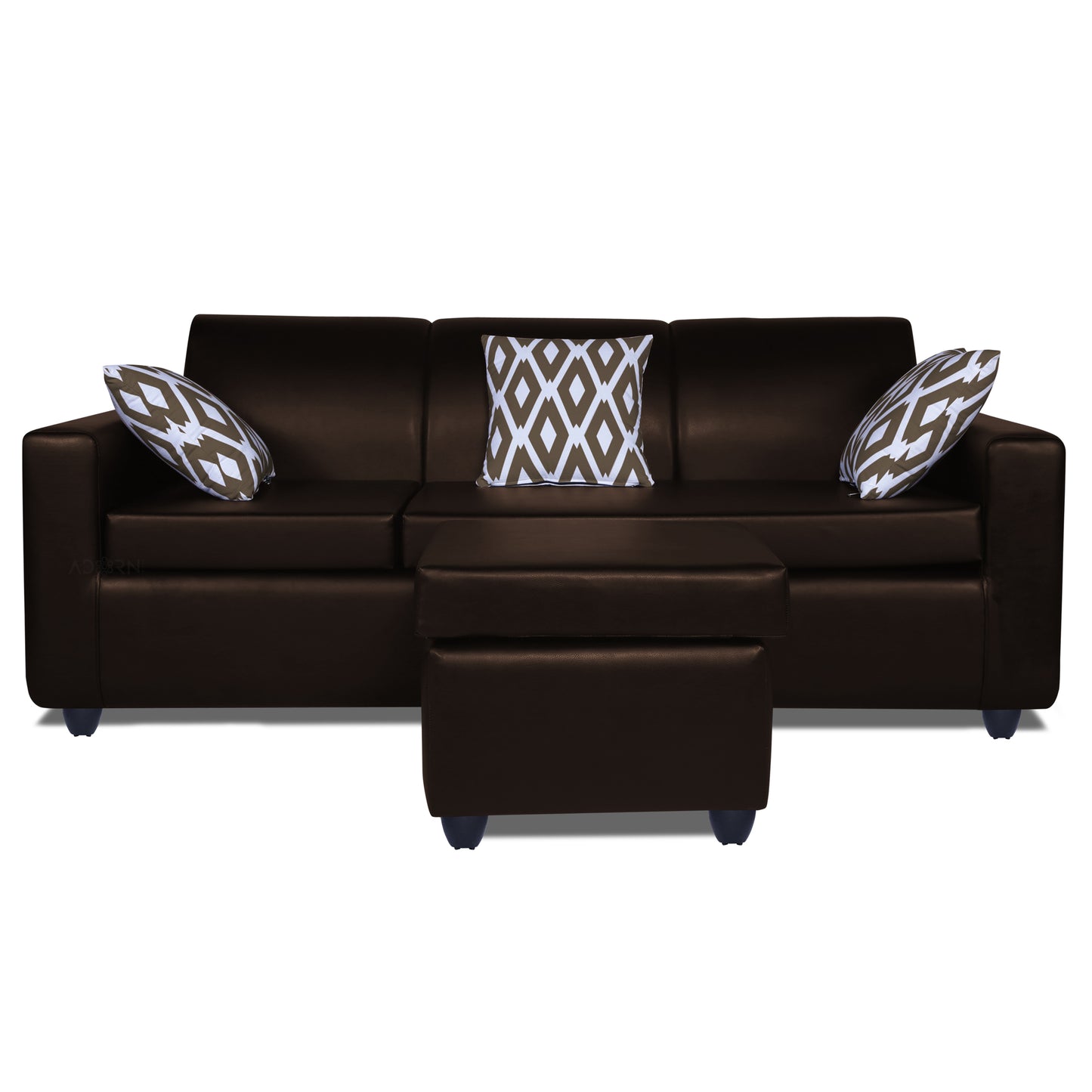 Adorn India Monteno Leatherette Modular 4 Seater Sofa Set (Brown) (3 Year Warranty)