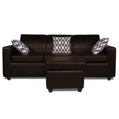 Adorn India Monteno Leatherette Modular 4 Seater Sofa Set (Brown) (3 Year Warranty)
