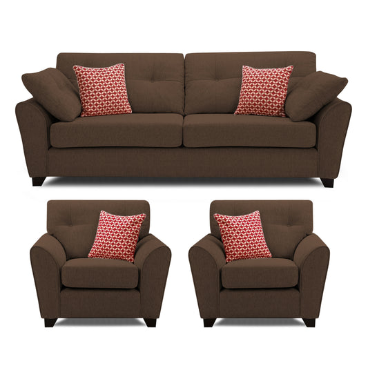 Adorn India Moris 5 Seater 3-1-1 Sofa Set (Brown) (3 Year Warranty)