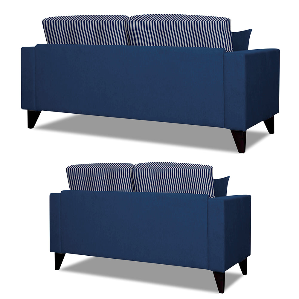 Adorn India Hector Stripes 3+2 5 Seater Sofa Set (Blue) Martin Plus (3 Year Warranty)
