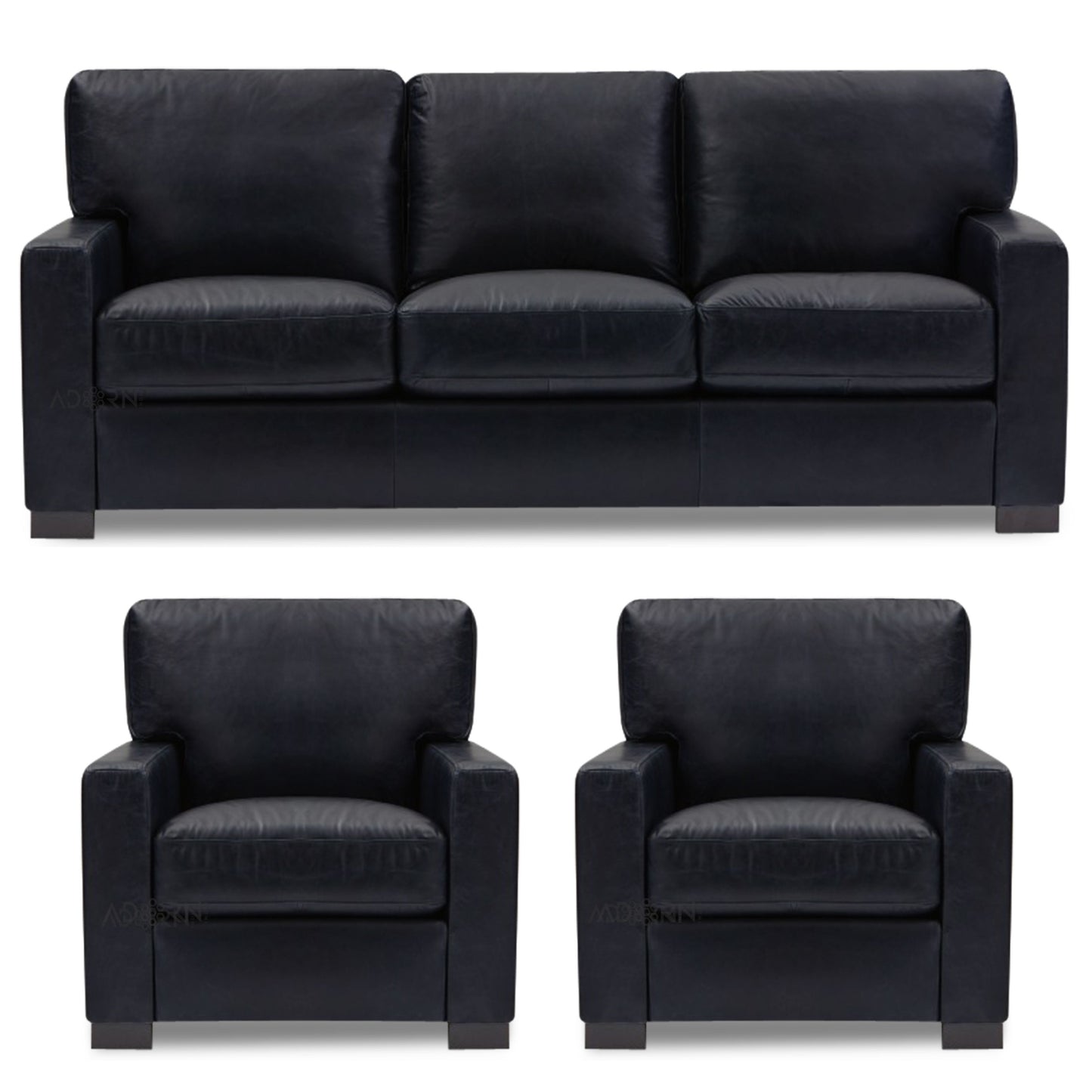 Adorn India Exclusive Rosina Leatherette 3-1-1 Sofa Set (Black)