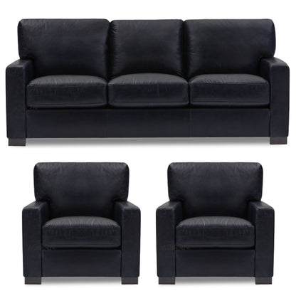 Adorn India Exclusive Rosina Leatherette 3-1-1 Sofa Set (Black)