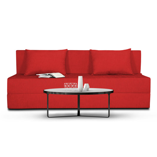 Adorn India Easy 3 Seater Sofa Cum Bed Alyn 6'x 6' (Red) (1 Year Warranty)