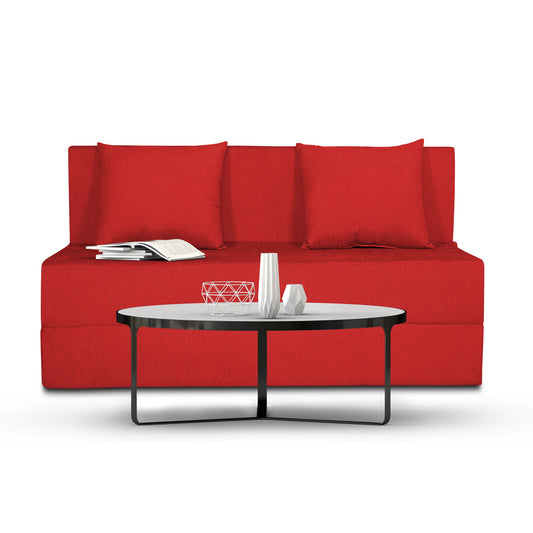 Adorn India Easy 2 Seater Sofa Cum Bed Alyn 4'x 6' (Red) (1 Year Warranty)