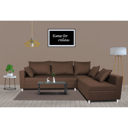 Adorn India Straight line L Sal Shape Sectional Sofa (Brown)