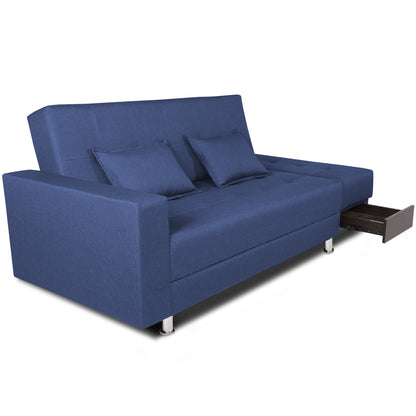 Adorn India Flora Sofa Cum bed (Blue)