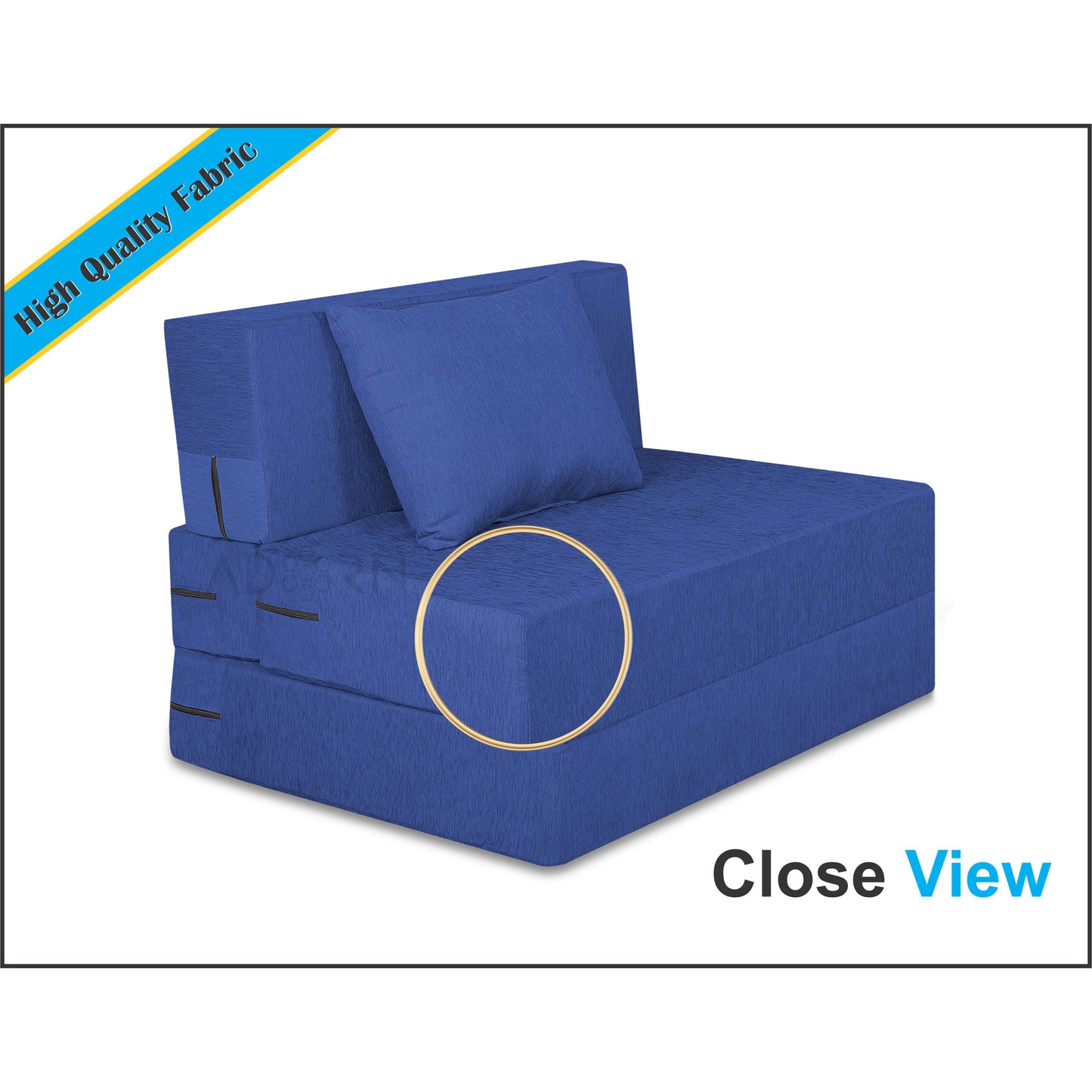 Adorn India Easy 2 Seater Sofa Cum Bed Alyn 3'x 6' (Dark Blue) (1 Year Warranty)