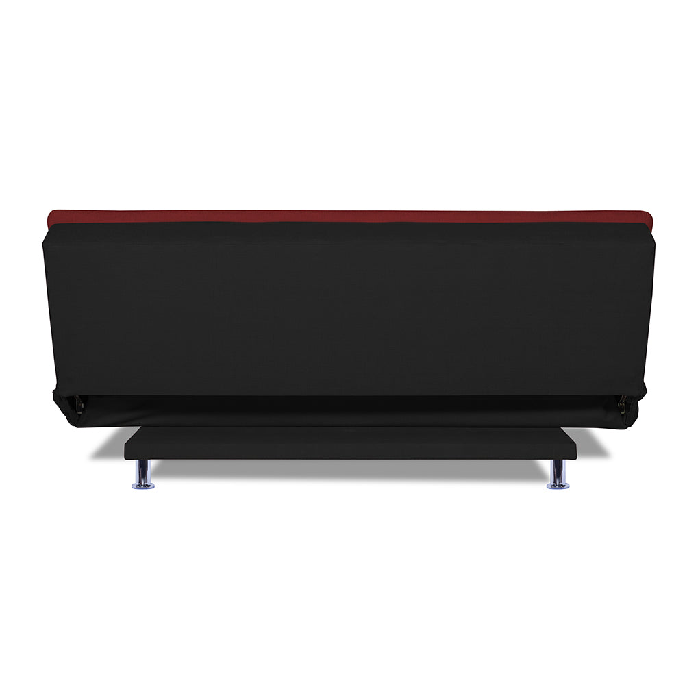 Adorn India Aspen Three Seater Sofa Cum Bed (Maroon & Black)