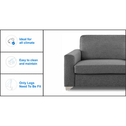 Adorn India Straight Line Three Seater Sofa (Grey)
