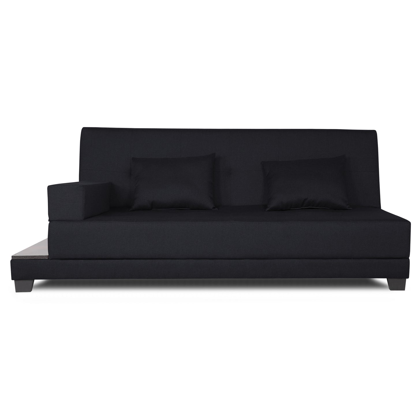 Adorn India Blake 3 Seater Sofa Cum Bed (Black), Wood, Foam