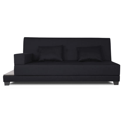Adorn India Blake 3 Seater Sofa Cum Bed (Black), Wood, Foam