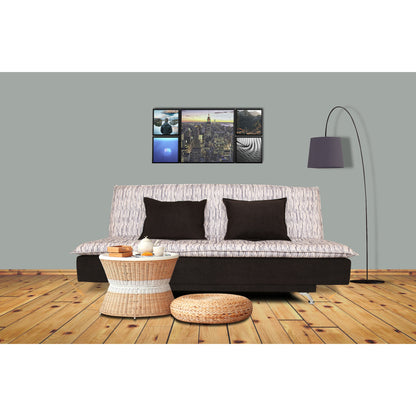Adorn India Lancia 3 Seater Sofa Cum Bed Digitel Print (Grey & Black)