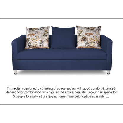 Adorn India Alita 3 Seater Compact Sofa (Blue)