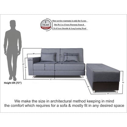 Adorn India Flora Sofa Cum bed (Dark Grey)