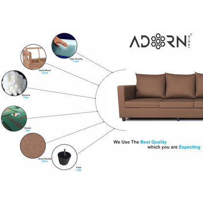 Adorn India New Straight Line Modular 5 Seater Sofa Set (Camel)