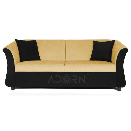 Adorn India Acura 3 Seater Sofa(Beige & Black)