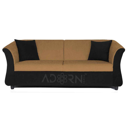 Adorn India Acura 3 Seater Sofa(Camel & Black)