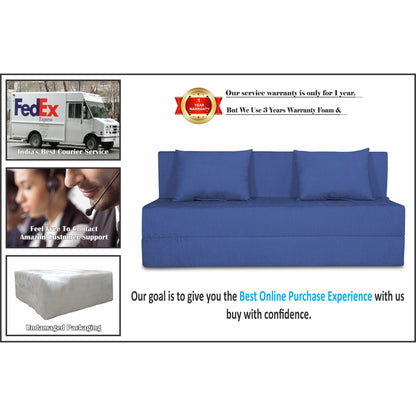 Adorn India Foam Easy 2 Seater Sofa Cum Bed Alyn 4'X 6' (Dark Blue) (1 Year Warranty)
