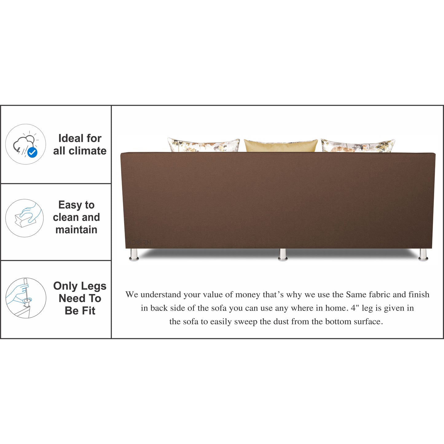 Adorn India Exclusive Two Tone Alica 3-1-1 Five Seater Sofa Set (Brown & Beige), Wood, Foam