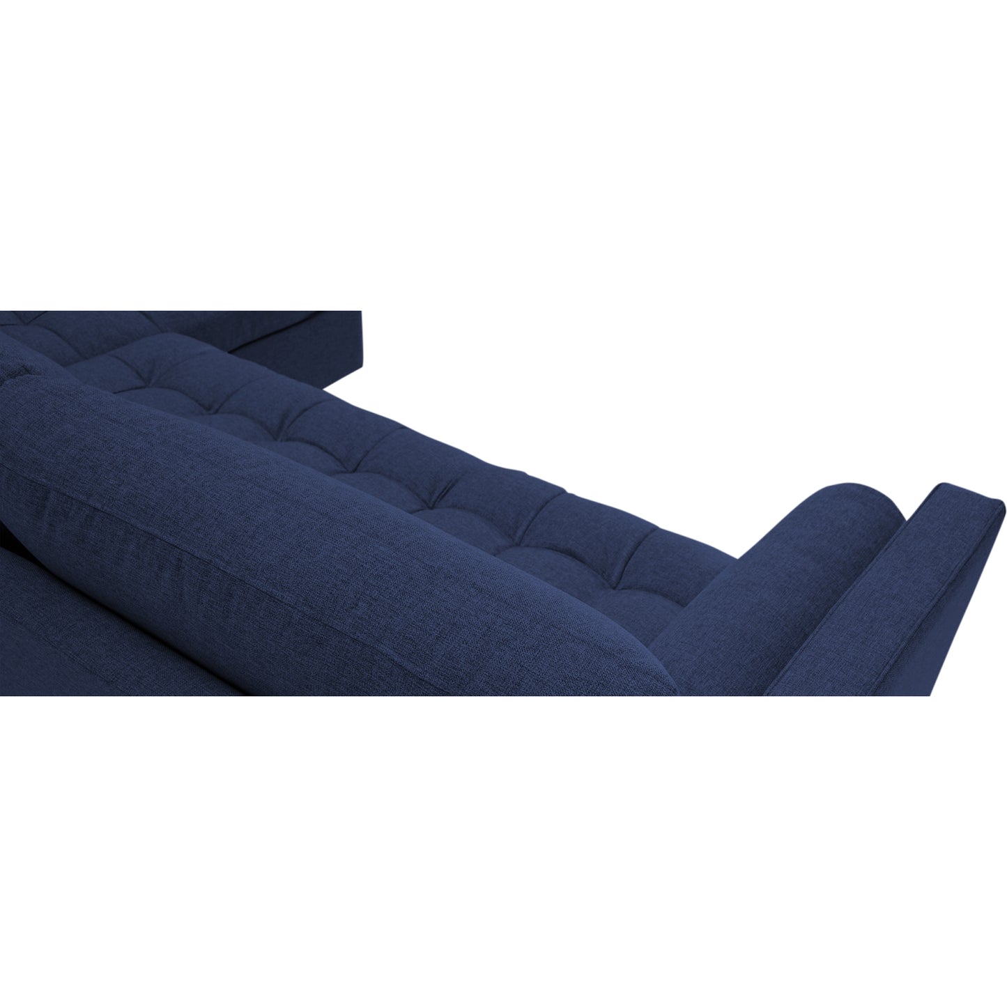 Adorn India Alexander L Shape 7 Seater Sofa Set with Ottoman Puffy RHS (Dark Blue) (3 Year Warranty)