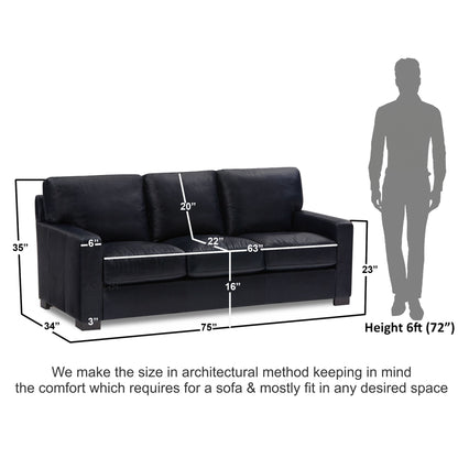 Adorn India Exclusive Rosina Leatherette Three Seater Sofa (Black)