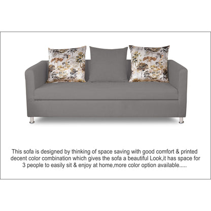 Adorn India Alita 3 Seater Compact Sofa (Light Grey)
