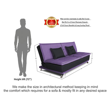 Adorn India Exclusive Two Tone Arden 4 Seater Sofa Cum Bed 4 x 6 (Dark Purple & Black) (3 Year Warranty)