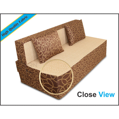Adorn India Easy 3 Seater Sofa Cum Bed Poly Cotton (Brown & Beige) 5'X6' (1 Year Warranty)