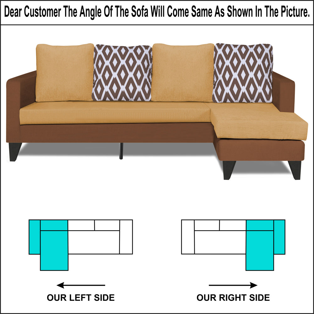 Adorn India Beetle Rhombus L Shape 5 Seater Sofa Set RHS (Brown & Beige) (3 Year Warranty)