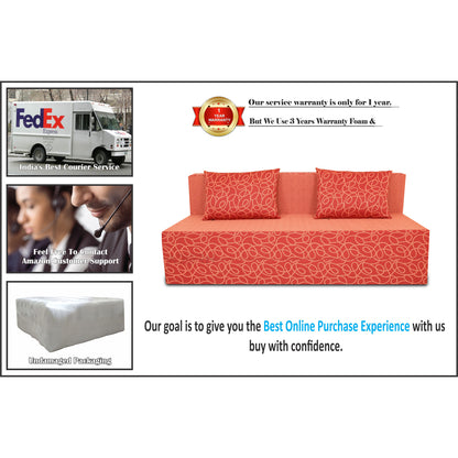 Adorn India Easy Three Seater Sofa Cum Bed Poly Cotton 6'X6' (Rust)