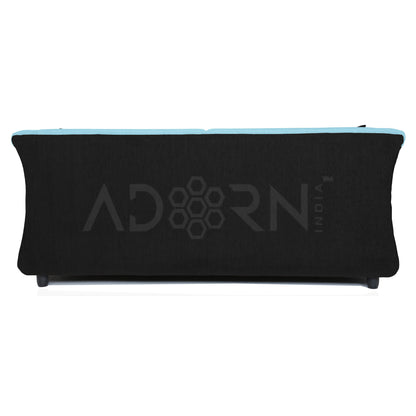 Adorn India Acura 3 Seater Sofa(Light Blue & Black), Wood, Foam