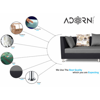 Adorn India Exclusive Two Tone Alica Modular Sofa Set (Light Grey & Black), Wood, Foam