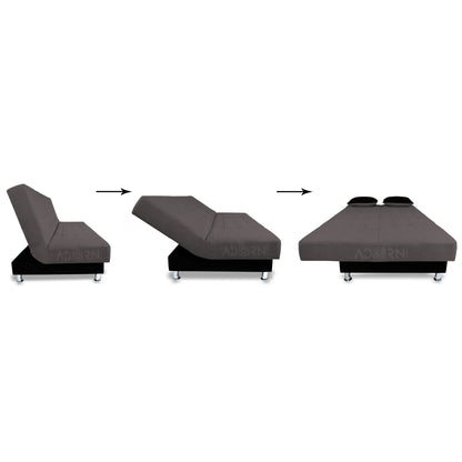 Adorn India Alyssum 3 Seater Sofa Cumbed (Grey & Black)