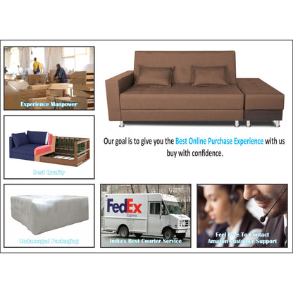 Adorn India Flora Sofa Cum bed (Camel)