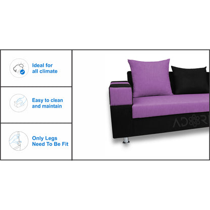 Adorn India Adillac 5 Seater Corner Sofa(Right Side)(Light Purple & Black)
