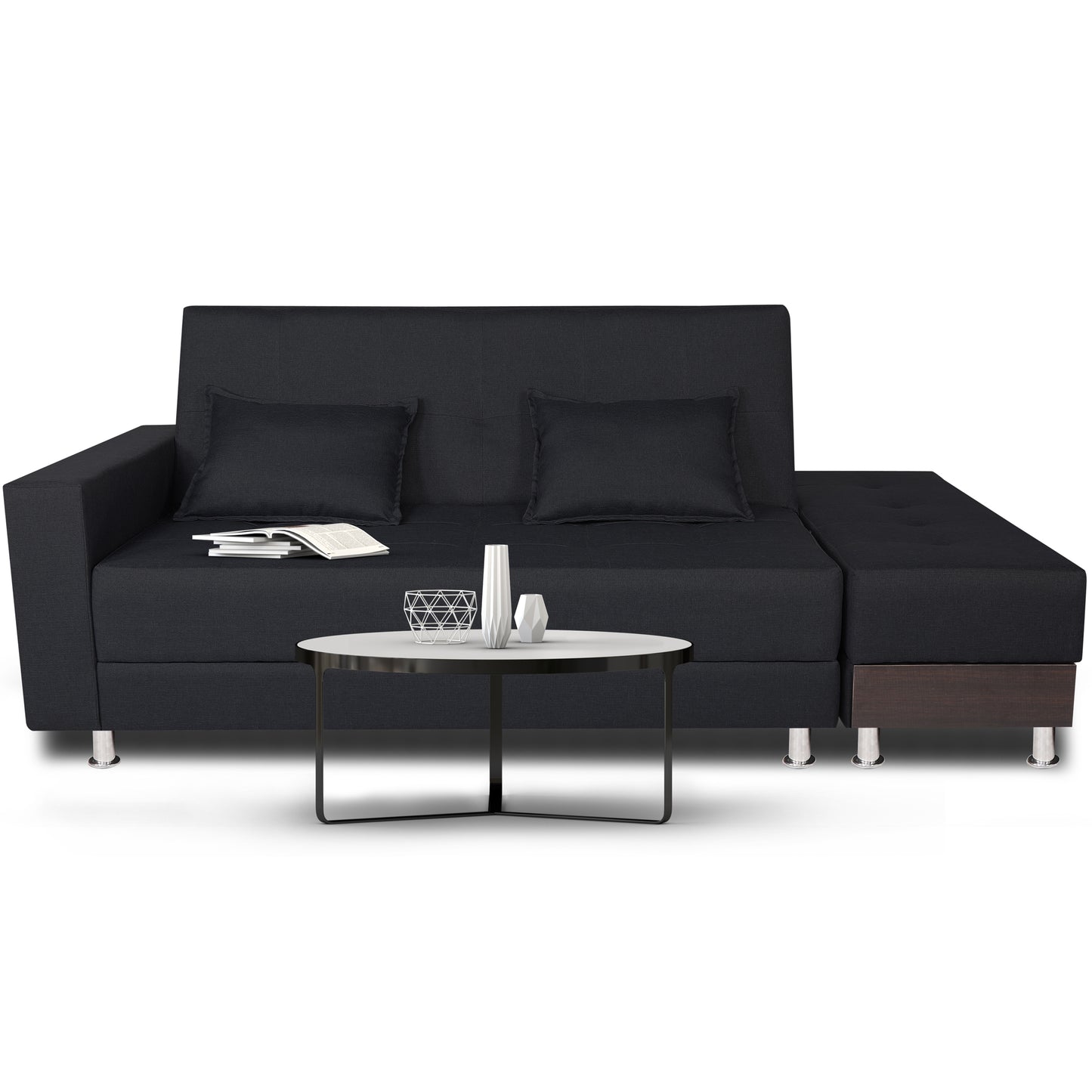 Adorn India Flora Sofa Cum bed (Black)