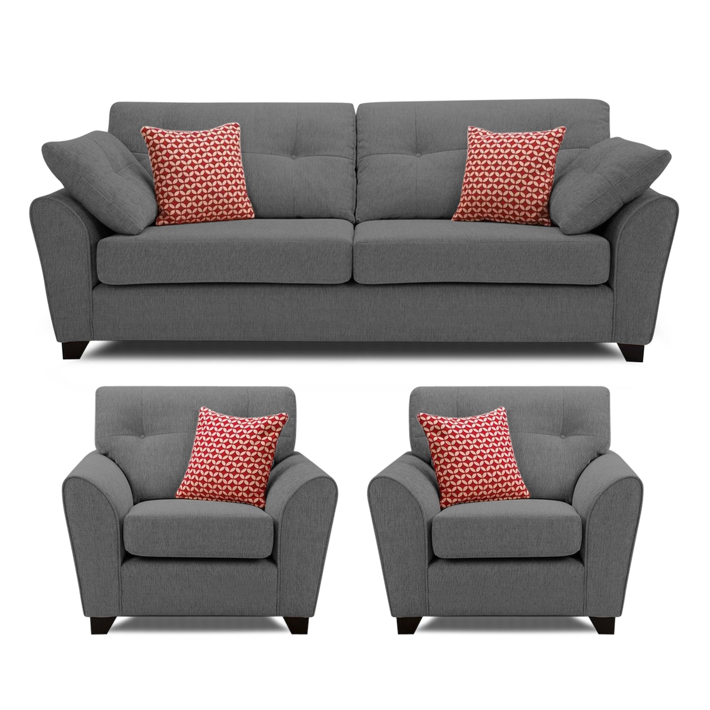 Adorn India Moris 5 Seater 3+1+1 Sofa Set (Grey) (3 Year Warranty)