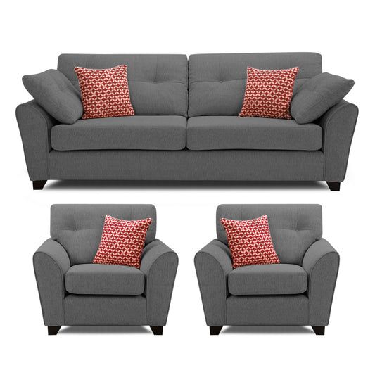 Adorn India Moris 5 Seater 3+1+1 Sofa Set (Grey) (3 Year Warranty)
