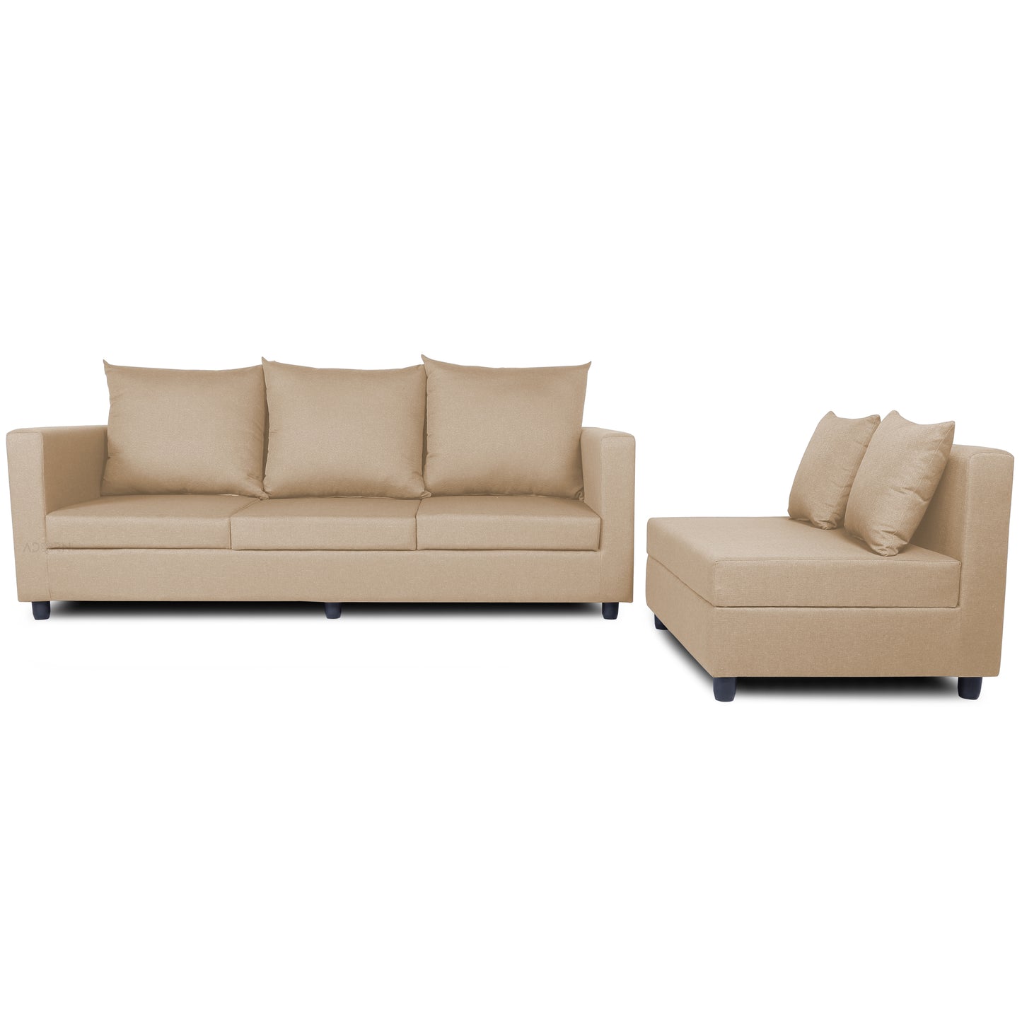 Adorn India New Straight Line Modular 5 Seater Sofa Set (Beige) - Wood