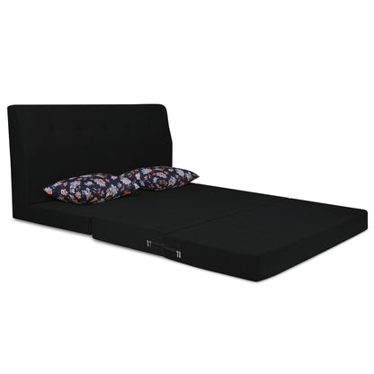 Adorn India Easy Highback Three Seater Sofa Cum Bed Floral 5' x 6' (Black) (1 Year Warranty)