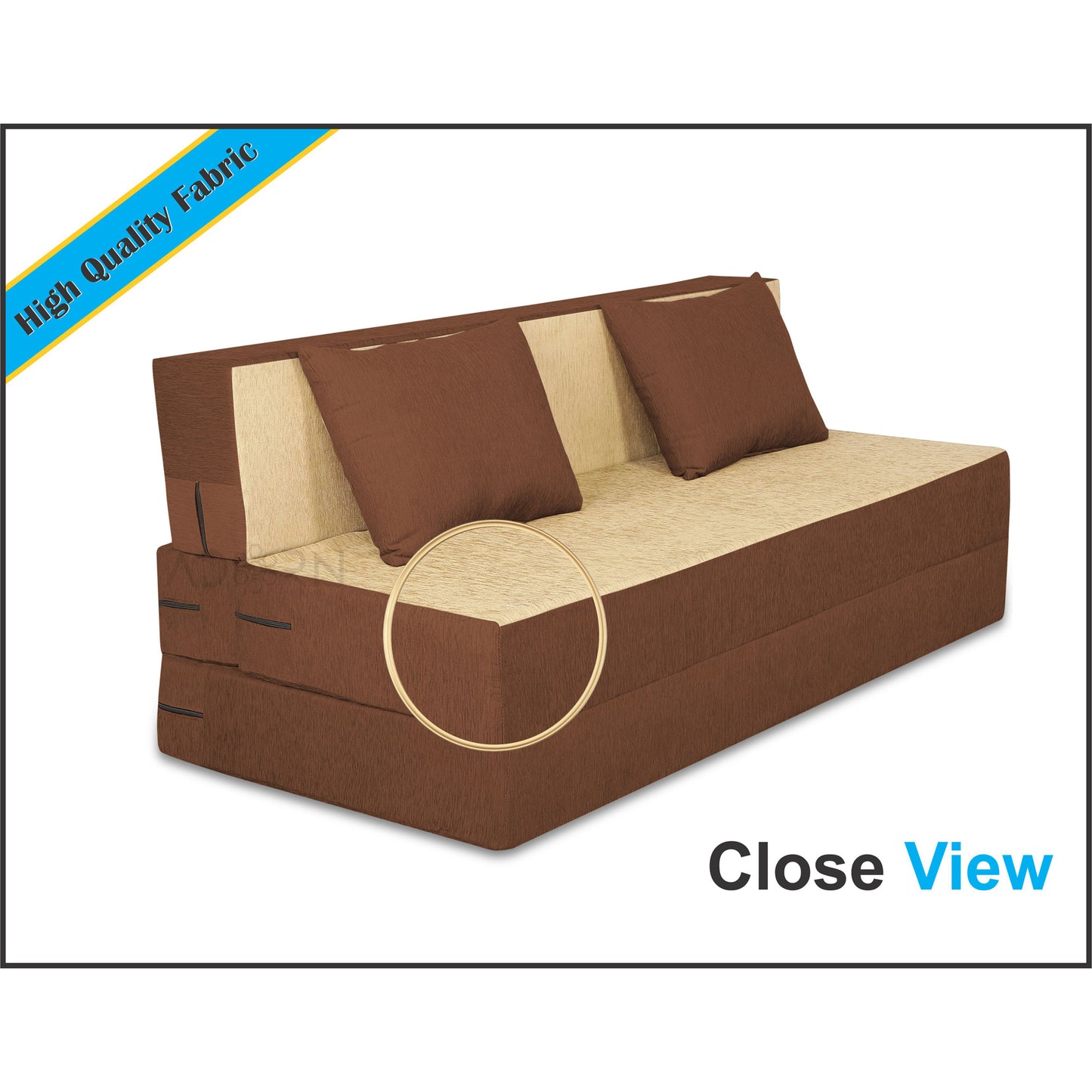 Adorn India Easy 3 Seater Sofa Cum Bed (Brown and Beige) (5x6) (1 Year Warranty)