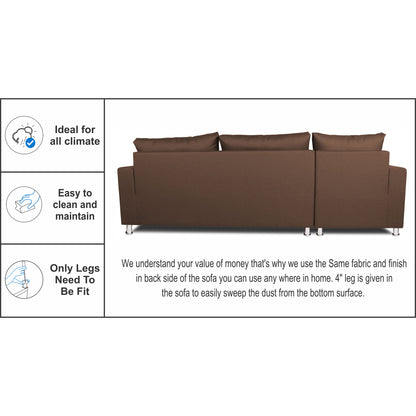 Adorn India Straight Line L Shape 5 Seater Sofa Set Left Side Handle(Brown)