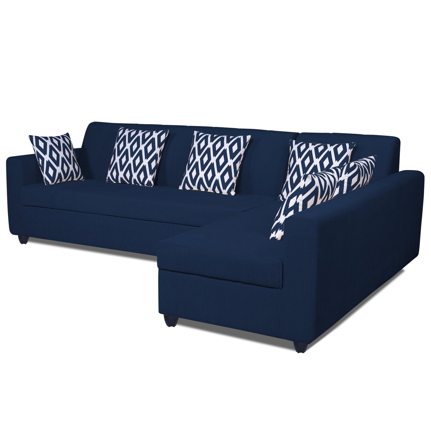 Adorn India Rio HighBack L Shape 6 Seater Sofa Set (Right Hand Side) (Blue) (3 Year Warranty)