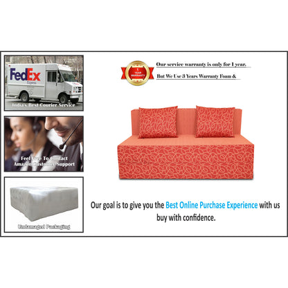 Adorn India Easy Two Seater Sofa Cum Bed Poly Cotton 4'X6' (Red)