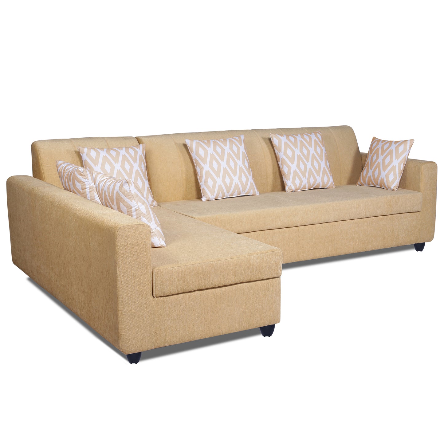 Adorn India Rio Highback L Shape 6 Seater corner Sofa Set (Left Side Handle) (Beige) (3 Year Warranty)