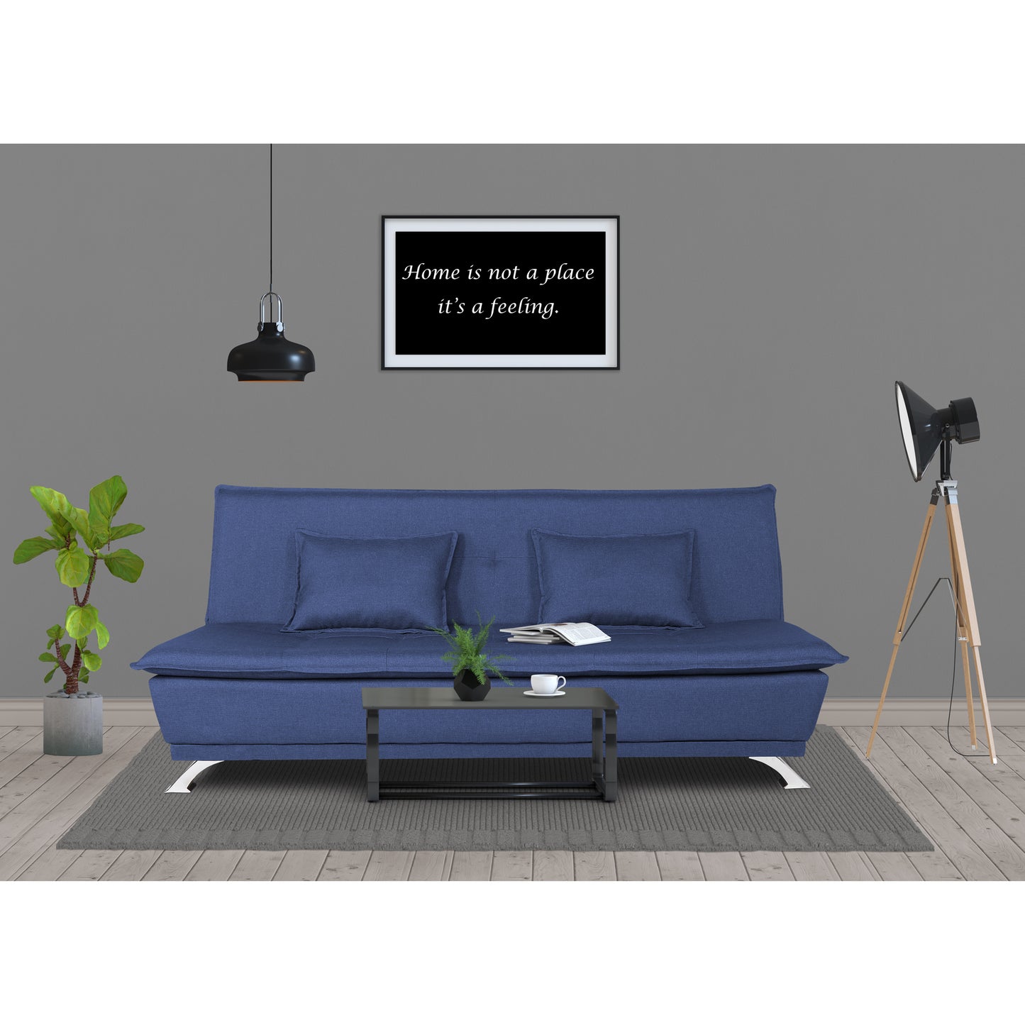 Adorn India Arden 4 Seater Sofa Cum Bed 4 x 6 (Blue) (3 Year Warranty)
