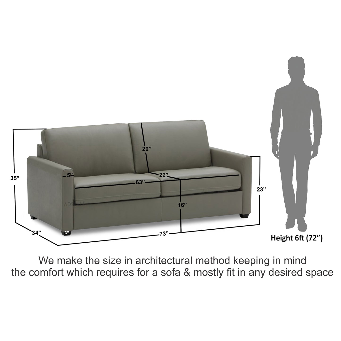 Adorn India Exclusive Flavio Leatherette Three Seater Sofa (Grey)