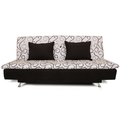 Adorn India Berry 3 Seater Sofa Cum Bed Digitel Print (Grey & Black)