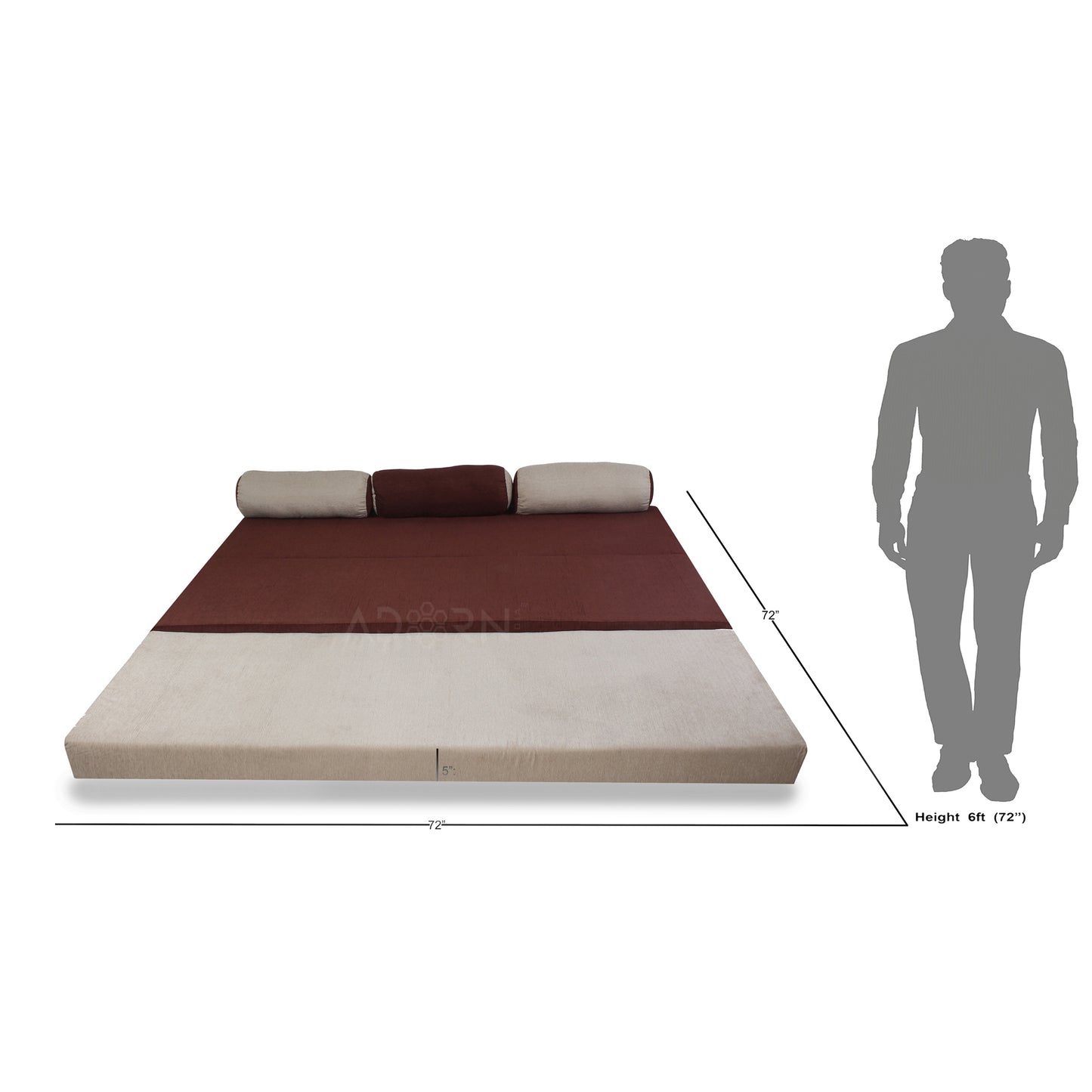 Adorn India Easy Fabric Deewan Cum Bed (Brown and Beige)